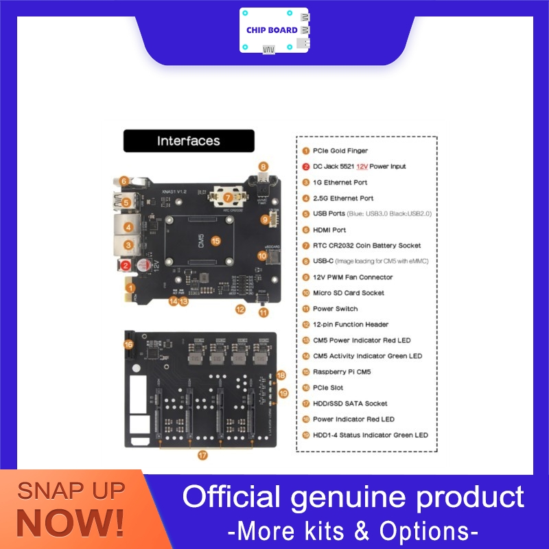Raspberry Pi Kit - Geekworm XNAS1, Kotak Penyimpanan NAS SATA
