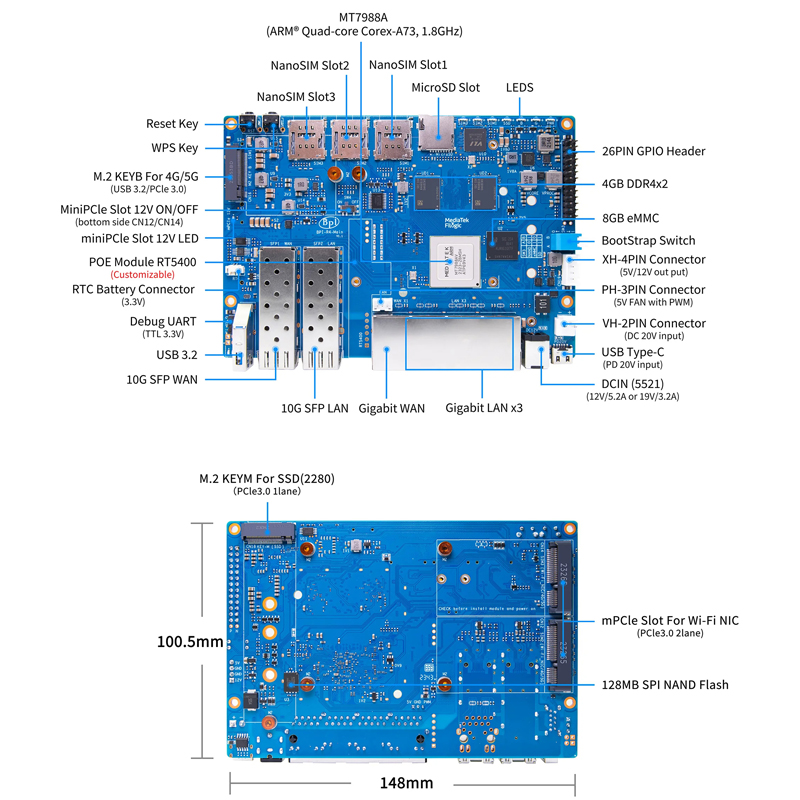 BPI-R4 Banana Pi MT7988A (Filo - Pi Cooler ulasan dan harga